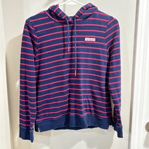 Vineyard Vines Navy Hoodie with Red Stripes